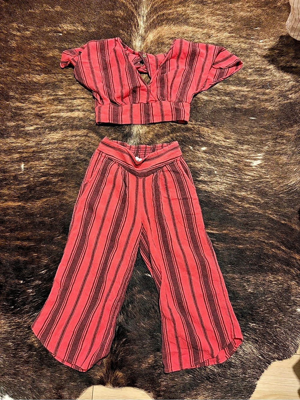 Rip Curl Striped Wide Leg Set in Pink & Black
